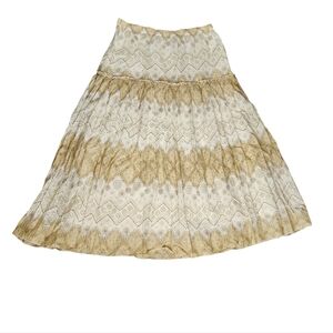 Vintage creme bohemian floral midi broom Summer skirt